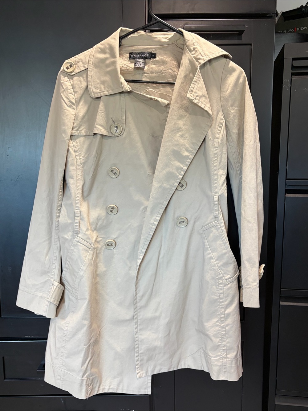 Rampage Double-Breasted Light Cream Trench Coat